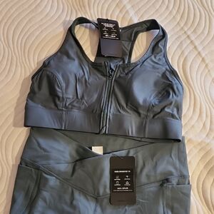 Fabletics Dark Gray Zip-Front Sports Bra